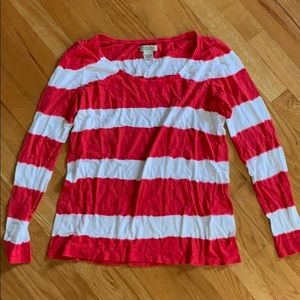 Red and white striped long sleeve top